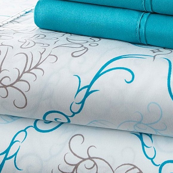 Brand New 6 PC Turquoise Deep Pocket 100% Polyester Sheets [QUEEN] - Picture 2 of 4